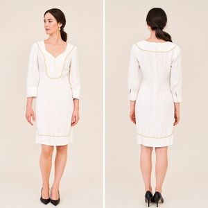 Mango Ethereal White Viscose Chain Trim Dress XS